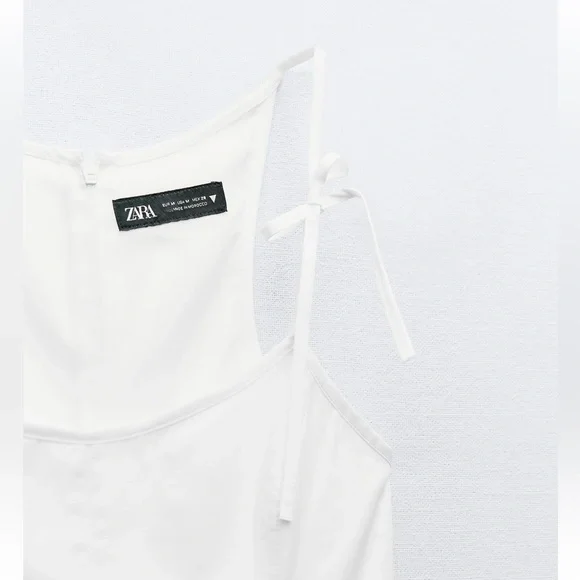 NWT 🤍ZARA BOW GABARDINE MIDI DRESS - Picture 8 of 8